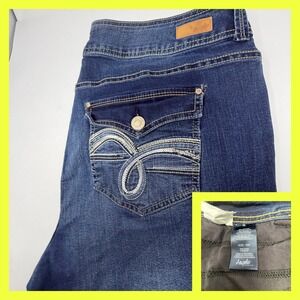 Angels Forever Young Curvy Bootcut Jeans Womens 16W Dark Wash Stretch Bling